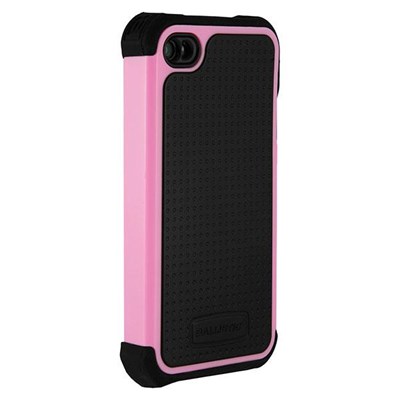 Apple Compatible Ballistic Shell Gel Case - Black and Pink SA0582-M365