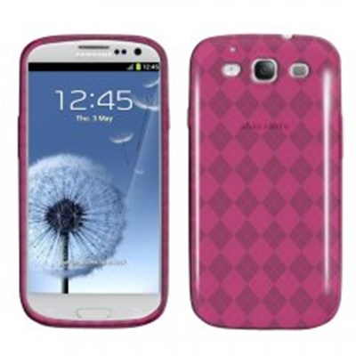 Samsung Compatible TPU Cover with Diamond Pattern - Dark Pink  TPUGALAXYSIIIDKPK
