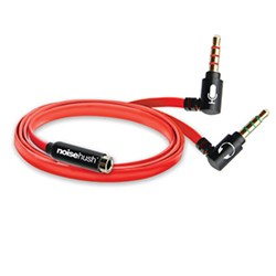 NoiseHush AS14 Headset to PC Adapter - Flat Red Cable with Gold Plated Tips 12061NZ