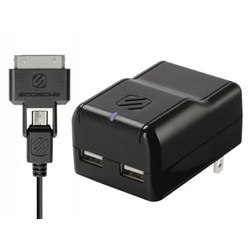 Scosche Dual 2.1 Amp USB Home Charger - Apple 30 pin and MicroUSB  IUSBH202
