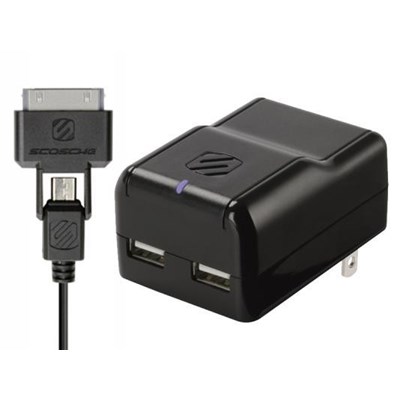 Scosche Dual 2.1 Amp USB Home Charger - Apple 30 pin and MicroUSB  IUSBH202