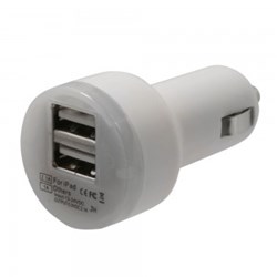 WireX Dual USB 3.1 Amp Car Charger - White  2USB2ACLAWH