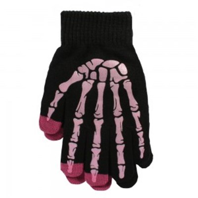 Boss Tech Touch Screen Gloves - Pink Skeleton Bones GLOVESKELPK
