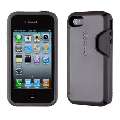 Apple Compatible Speck CandyShell Card Rubberized Hard Case - Black and Dark Grey  SPK-A0804