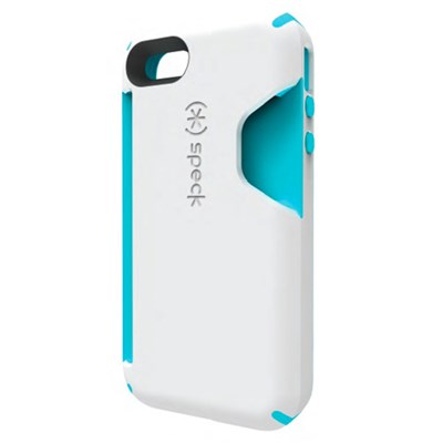 Apple Compatible Speck CandyShell Card Rubberized Hard Case - White and Peacock  SPK-A0806