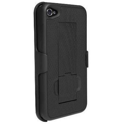 Apple Compatible Puregear Rubberized Case With Kickstand and Holster - Black  02-001-01085