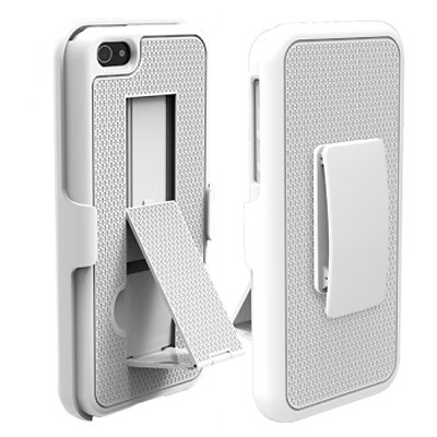 Apple Compatible Puregear Rubberized Case With Kickstand and Holster - White  02-001-01859