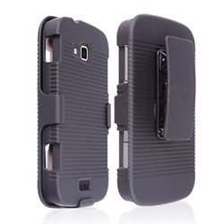 Samsung Compatible Decoro Rubberized Ribbed Texture Shell And Holster - Black DHCSAMI930