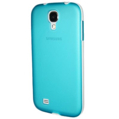 Samsung Compatible Decoro Contour TPU Case with Removable Hard Shell Border - Transparent Light Blue and White DCOCGS4LBWT