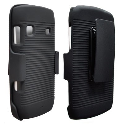 Samsung Compatible Decoro Rubberized Shell And Ribbed Texture Holster - Black DHCSAMM580BK