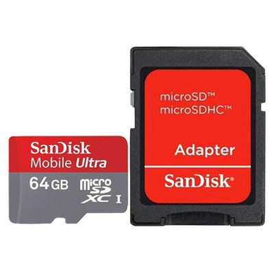 SanDisk 64GB Ultra microSDHC Card with Adapter  SDSDQUA-064G