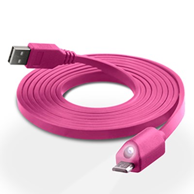 LED Micro USB Charge and Sync Cable with Capacitive Touch Control - Pink 12423-NZ