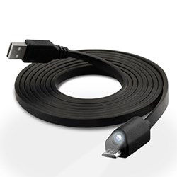 LED Micro USB Charge and Sync Cable with Capacitive Touch Control - Black 12475-NZ