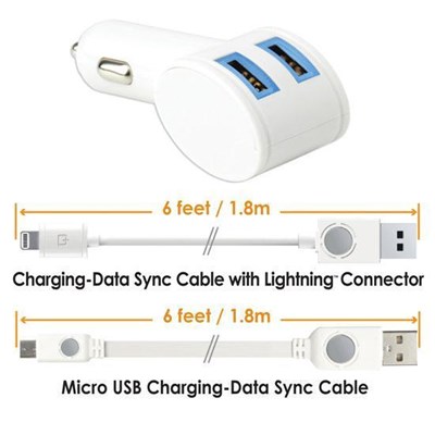 Qmadix Lightning USB Dual Mobile Charging Kit  QM-3000MIAP5-WH