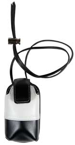 Black and Gray Leather Pouch with Lanyard   34-0829-01-XC