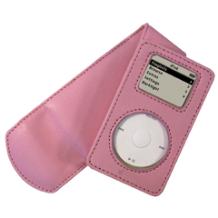Pink Leather Case with Strap for iPod Mini    LCIMINIPK