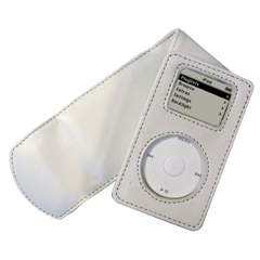 White Leather Case with Strap for iPod Mini   LCIMINIW