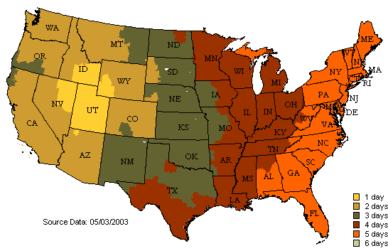 US Time in Transit Map